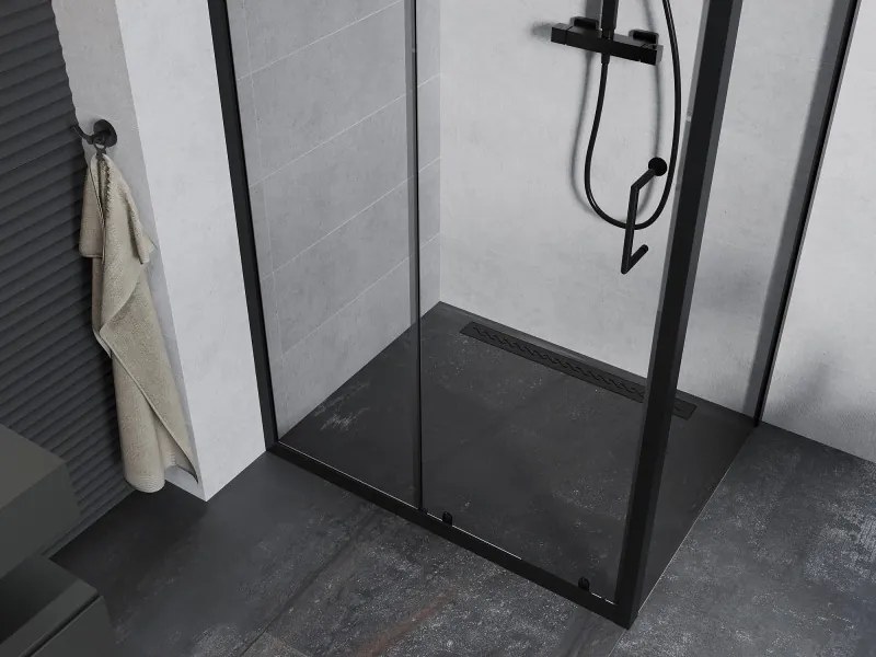 Mexen Apia schuifdouchecabine 100 x 90 cm, transparant, zwart - 840-100-090-70-00
