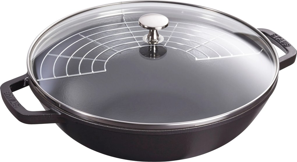 Staub Specialities Wok met glazen deksel 30 cm, Zwart - Specialities - Staub
