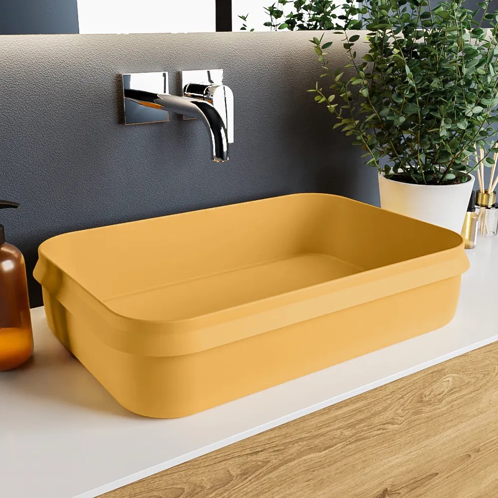 Mondiaz Arvo Solid Surface waskom 55x38cm ocher