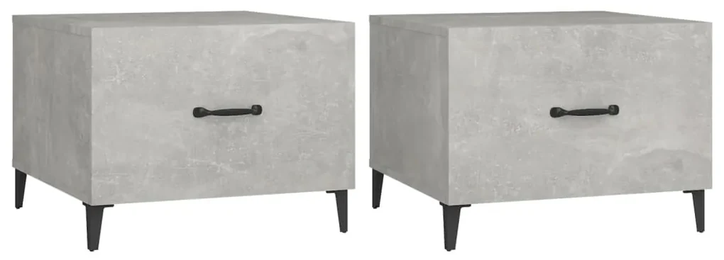 vidaXL Salontafel 2 st met metalen poten 50x50x40 cm betongrijs