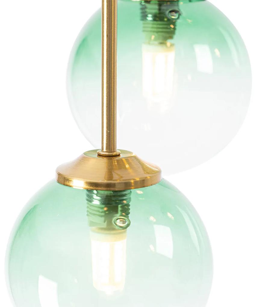 Art Deco plafondlamp goud met groen glas 9-lichts - Athens Art Deco G9 vierkant Binnenverlichting Lamp