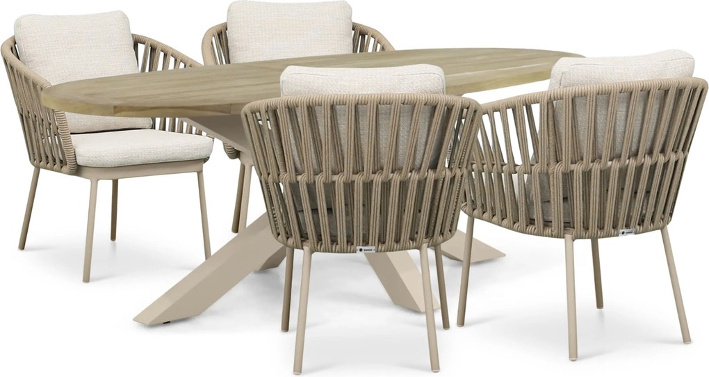 Tuinset 4 personen 200 cm Rope Zand/Beige Coco Elara/Brookline