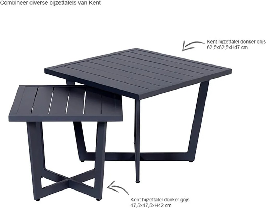 Garden Impressions Kent tuin bijzettafel 47,5x47,5xH42 cm donker grijs