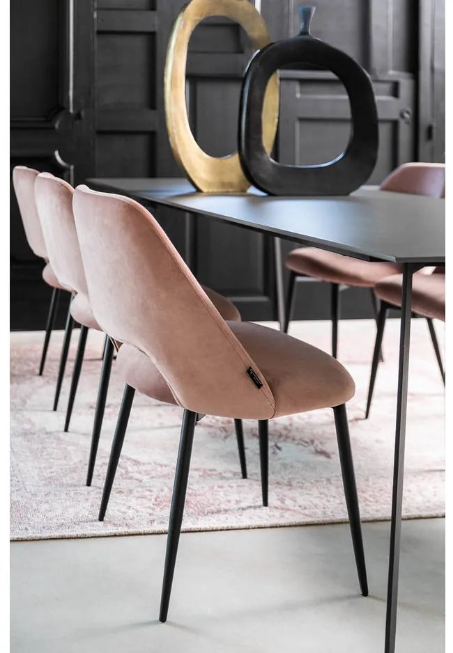 Goossens Eetkamerstoel Emma roze microvezel leuning, elegant chic
