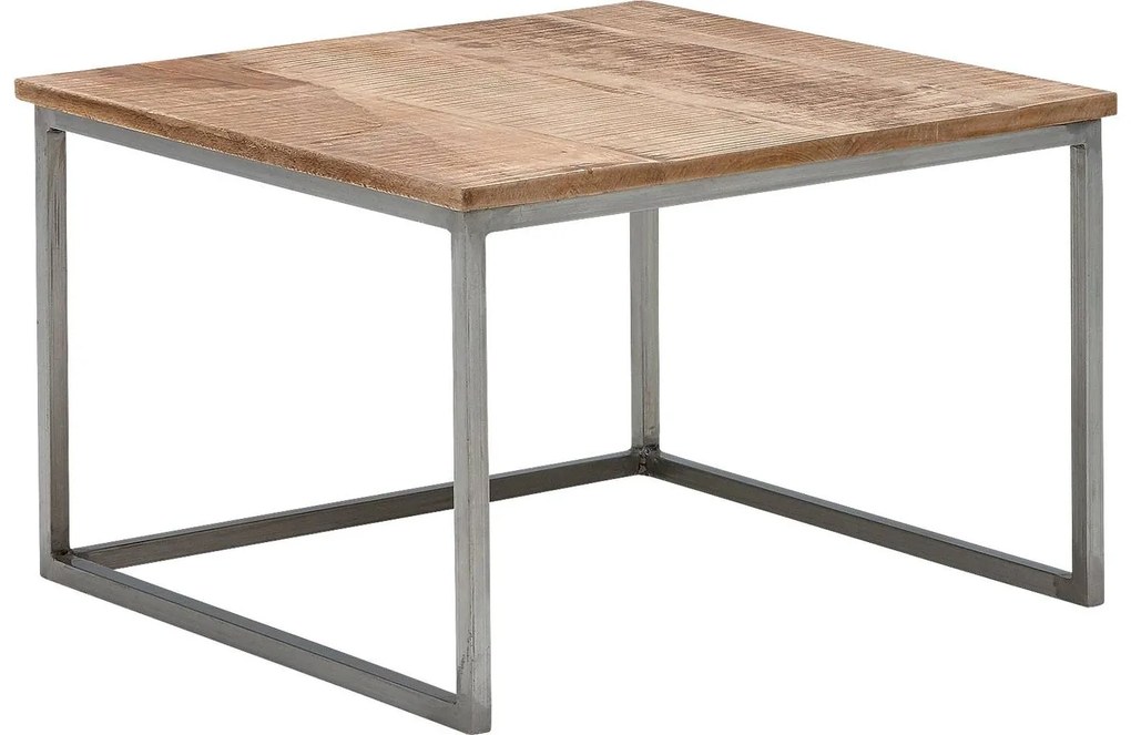 Goossens Salontafel Kay vierkant, hout mango bruin, urban industrieel, 65 x 42 x 65 cm