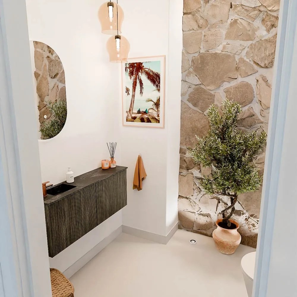 Mondiaz Joya DLux 100cm toiletmeubel shadow met wastafel faye links 1 kraangat lava