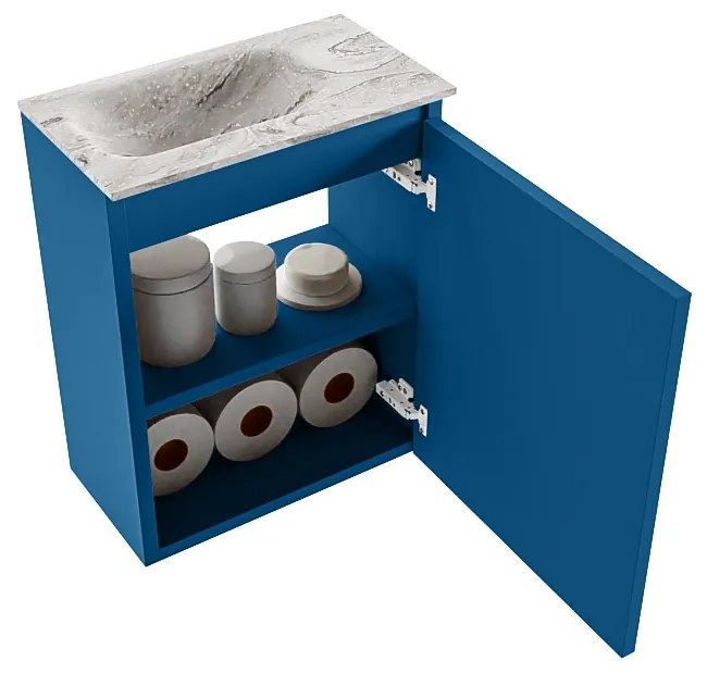 Mondiaz Ture DLux toiletmeubel 40cm jeans met wastafel glace links zonder kraangat