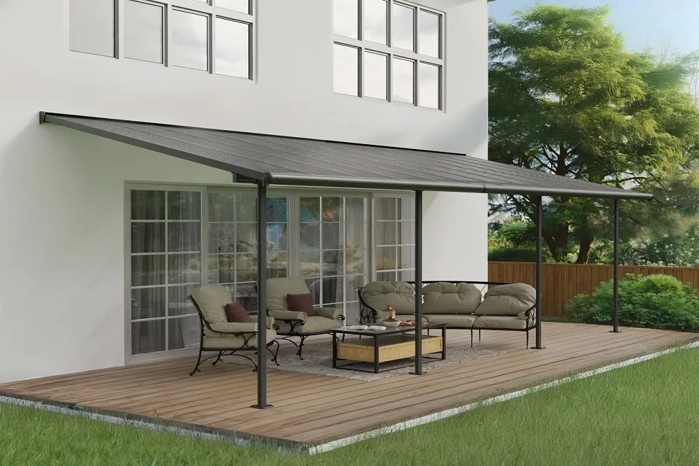 Aluminium terrasoverkapping Sierra Palram - Canopia 3 x 7,3 m antraciet Heat Block