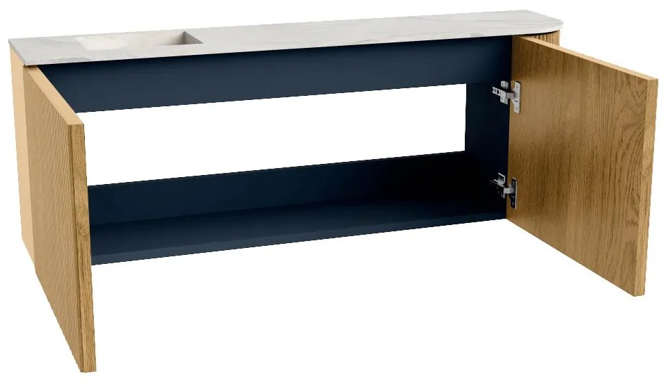 Mondiaz Joya DLux 110cm toiletmeubel ronding rechts oak met wastafel faye links zonder kraangat opalo