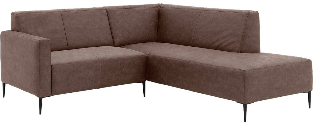 Goossens  Key West bruin, micro leer, 2-zits, modern design met ligelement rechts