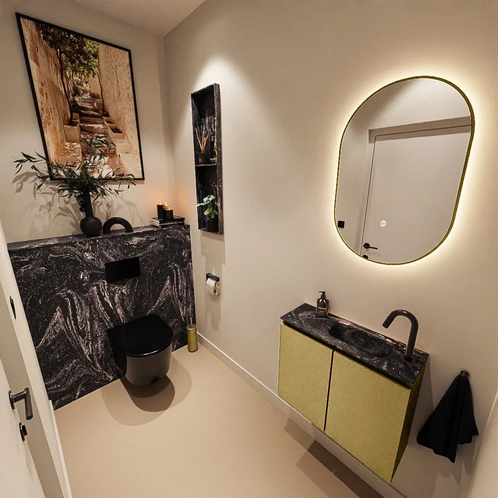 Mondiaz Ture DLux toiletmeubel 60cm oro met wastafel lava rechts met kraangat