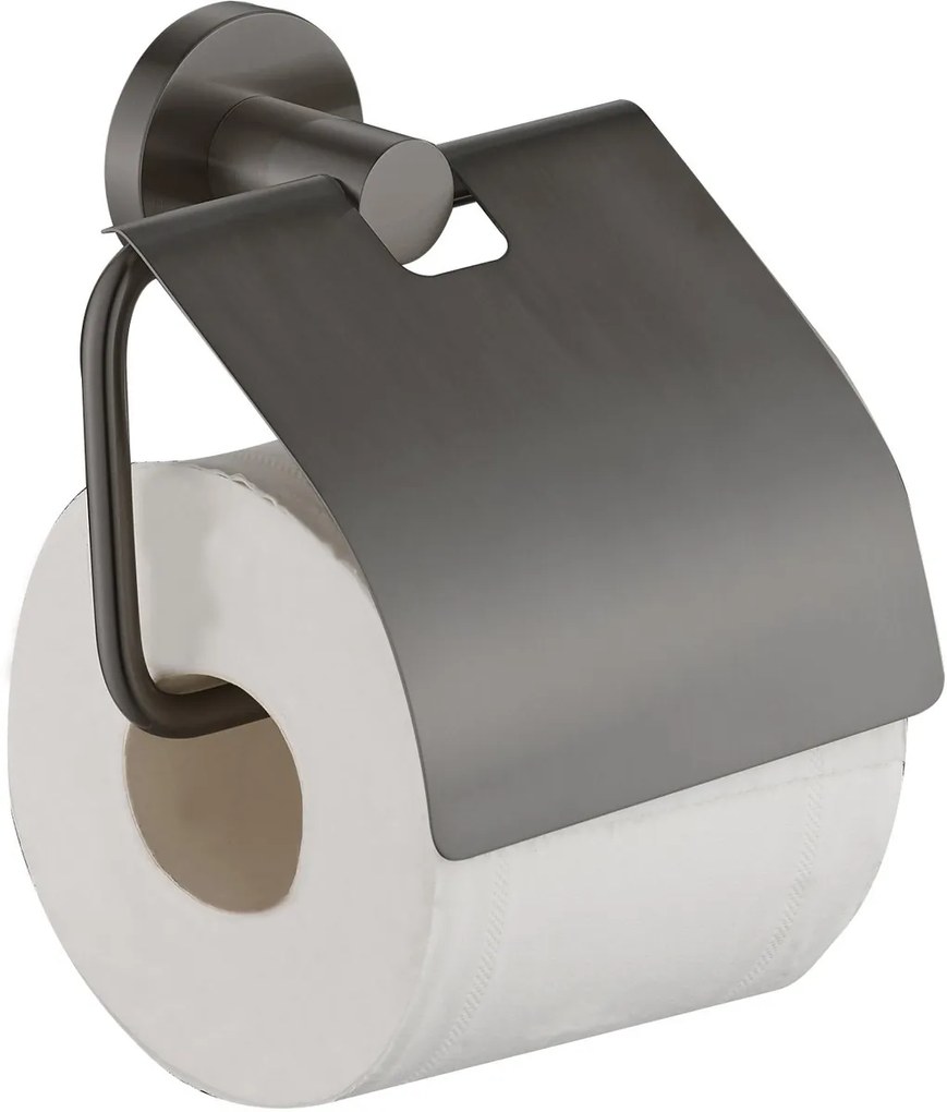 Plieger Vigo toiletrolhouder met klep geborsteld gunmetal