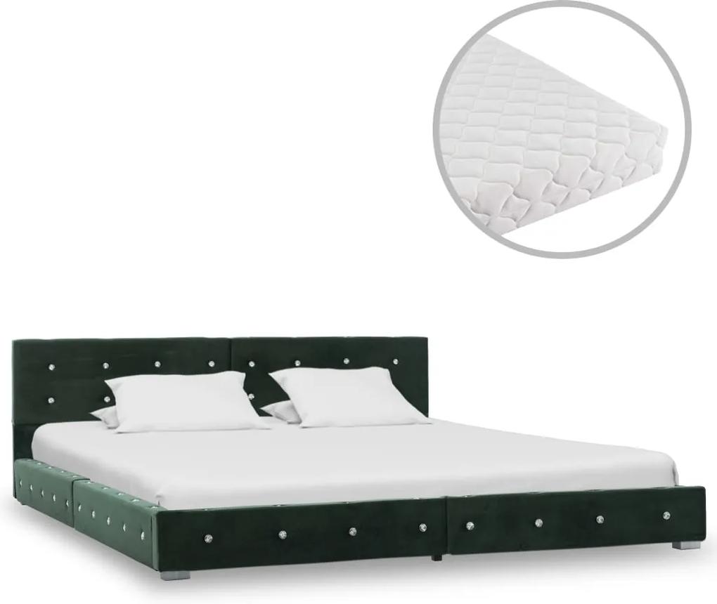 Bed met matras fluweel groen 180x200 cm