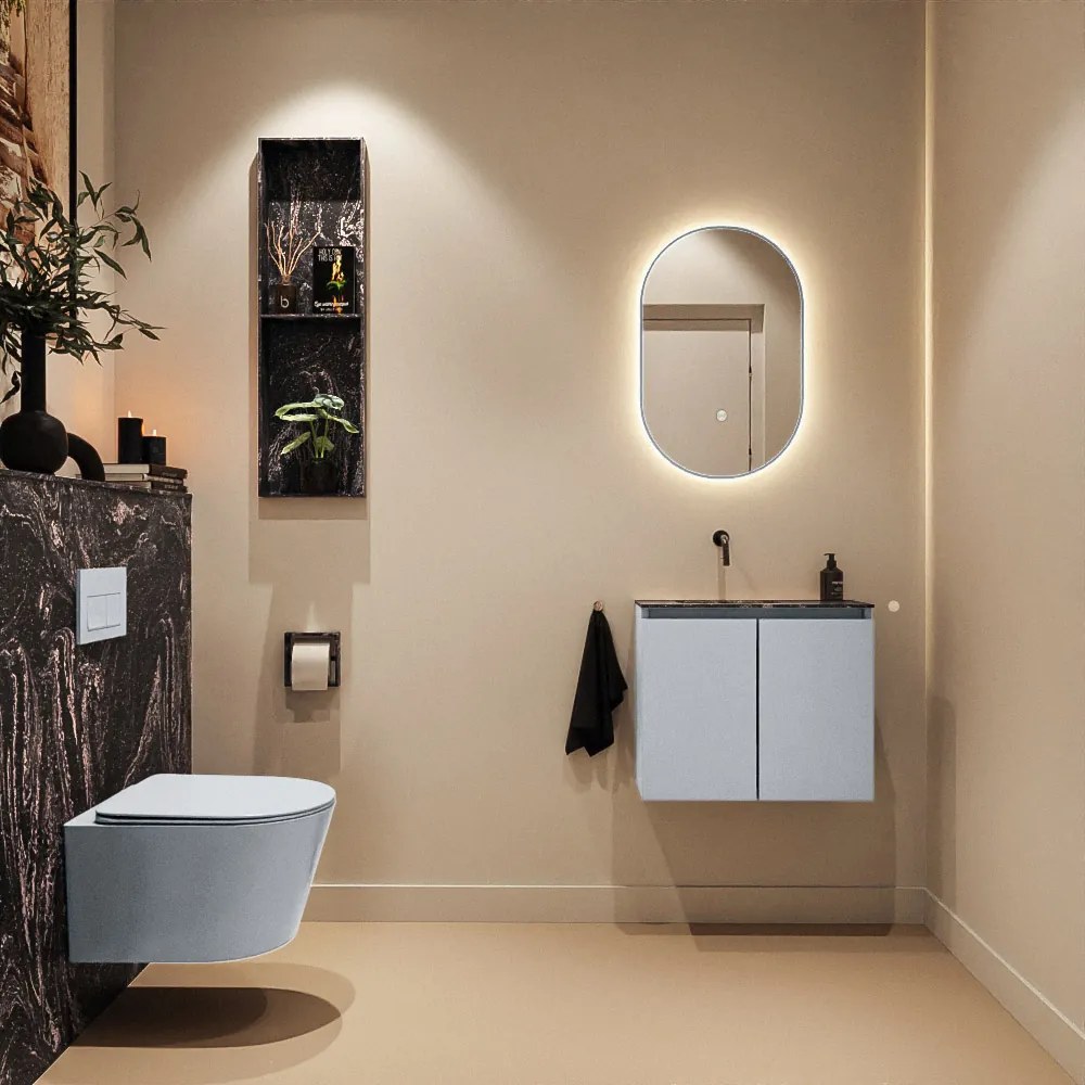 Mondiaz Ture DLux toiletmeubel 60cm clay met wastafel lava links zonder kraangat