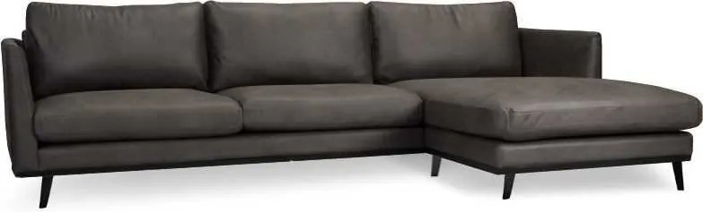 Loungebank Odissi chaise longue rechts - leer Kentucky antraciet 01 - 2,58 x 1,60 mtr breed