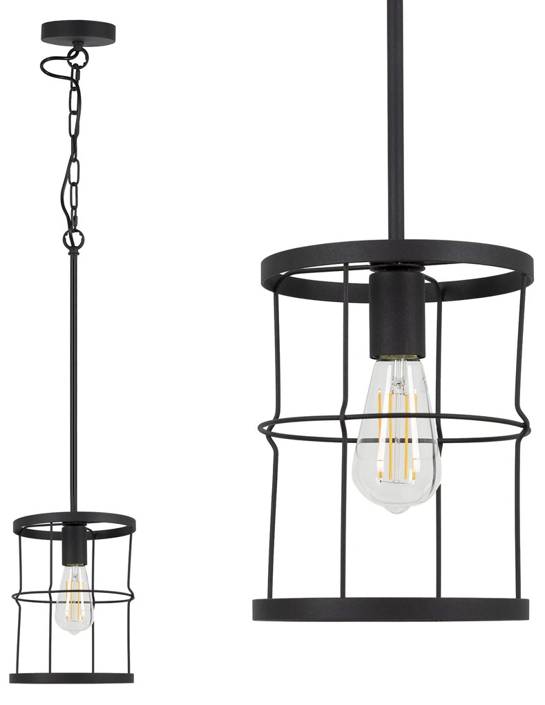 Benson hanglamp metaal zwart – stoer industrieel ontwerp E27 pendel