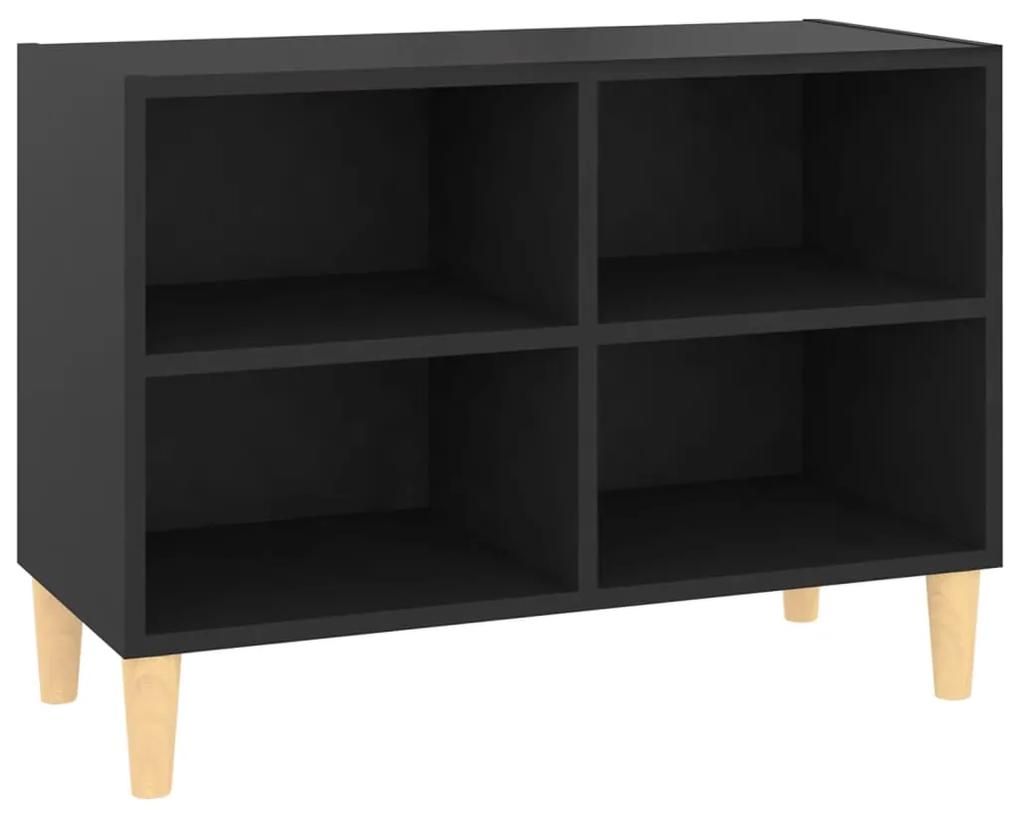 vidaXL Tv-meubel met massief houten poten 69,5x30x50 cm zwart