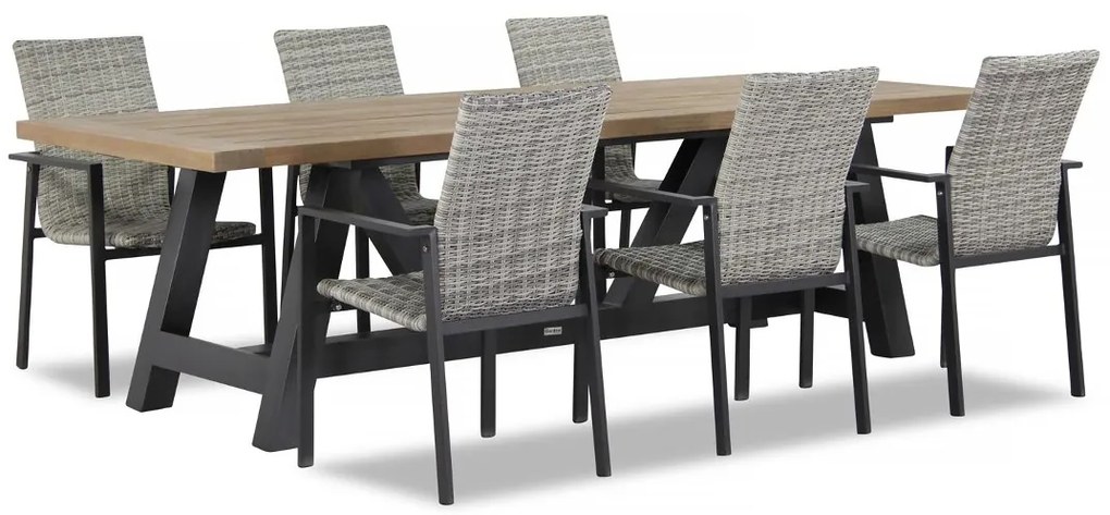 Tuinset 6 personen 260 cm Wicker Grijs Lifestyle Garden Furniture Upton/Trente