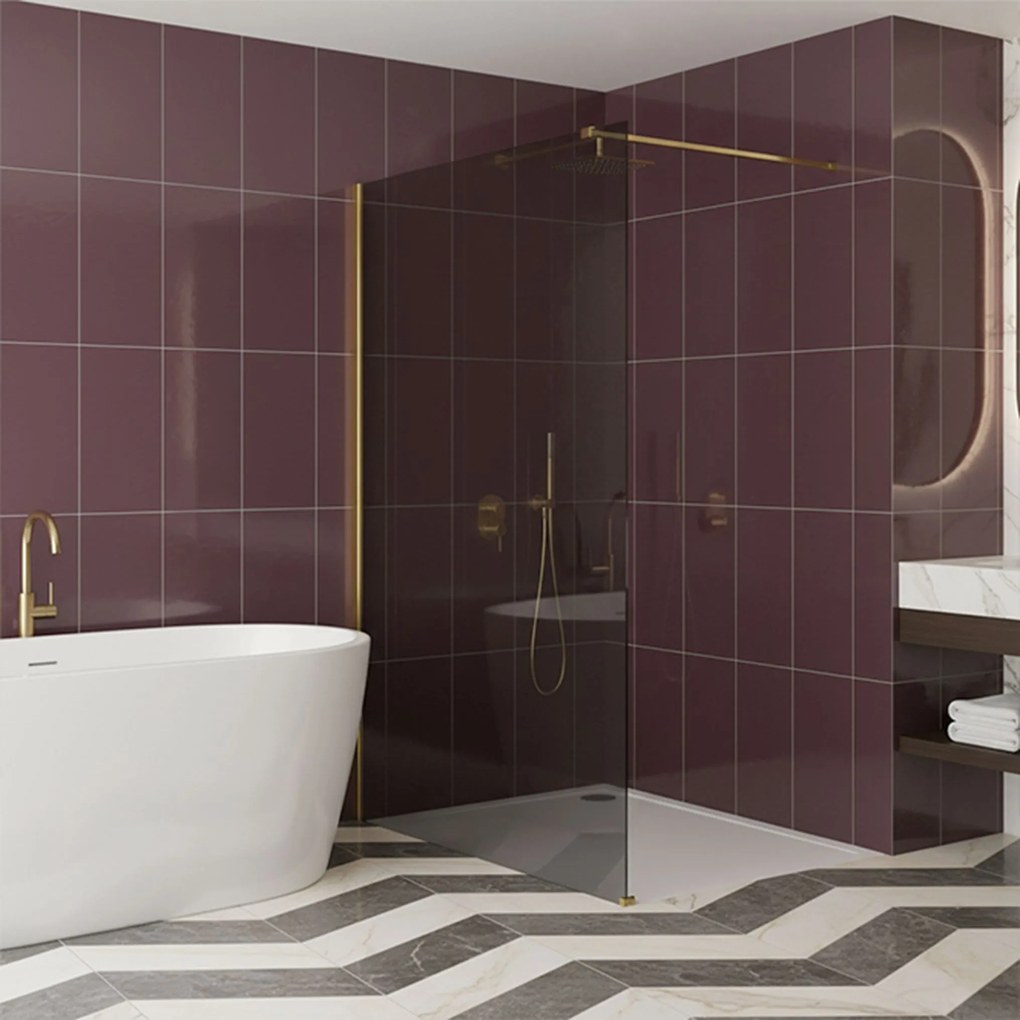 Walk-in douchewand Rea Flexi Grey / Gold 110