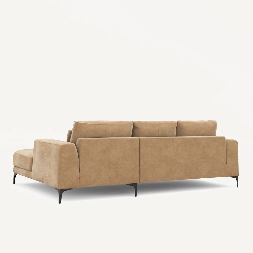 Rechtse hoekbank in stonewashed fluweel, Marsile