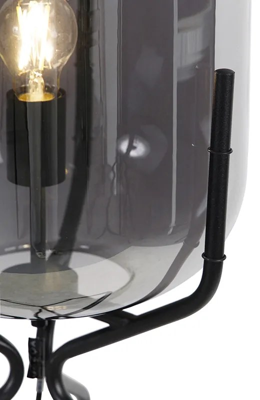 Smart vloerlamp zwart incl. WiFi A60 smoke glas - Bliss