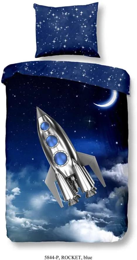 Good Morning kinderdekbedovertrek Rocket - blauw - 140x200/220 cm - Leen Bakker