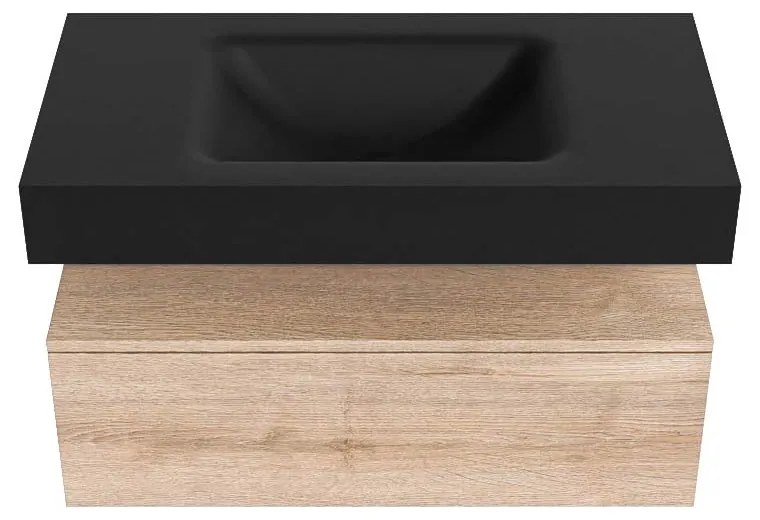 Zaro Alan badmeubel 90cm washed oak 1 lade met vrijhangende wastafel cloud midden zonder kraangat urban