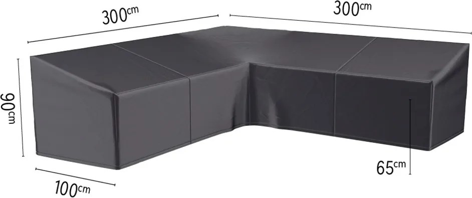 Platinum AeroCover Loungebankhoes L-vorm - 300x300x100xH65/90 cm - Grijs
