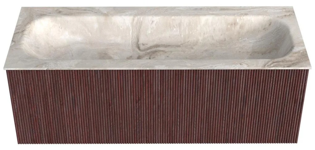 Mondiaz Kurve-dlux 120cm badmeubel ruby met 1 lade en wastafel big large midden zonder kraangat frappe