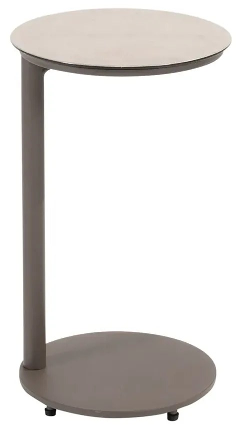 Taste by 4 Seasons Vic bijzettafel terre met geprint keramisch tafelblad Ø 30 cm (H 50 cm) Loungetafel bruin weerbestendig