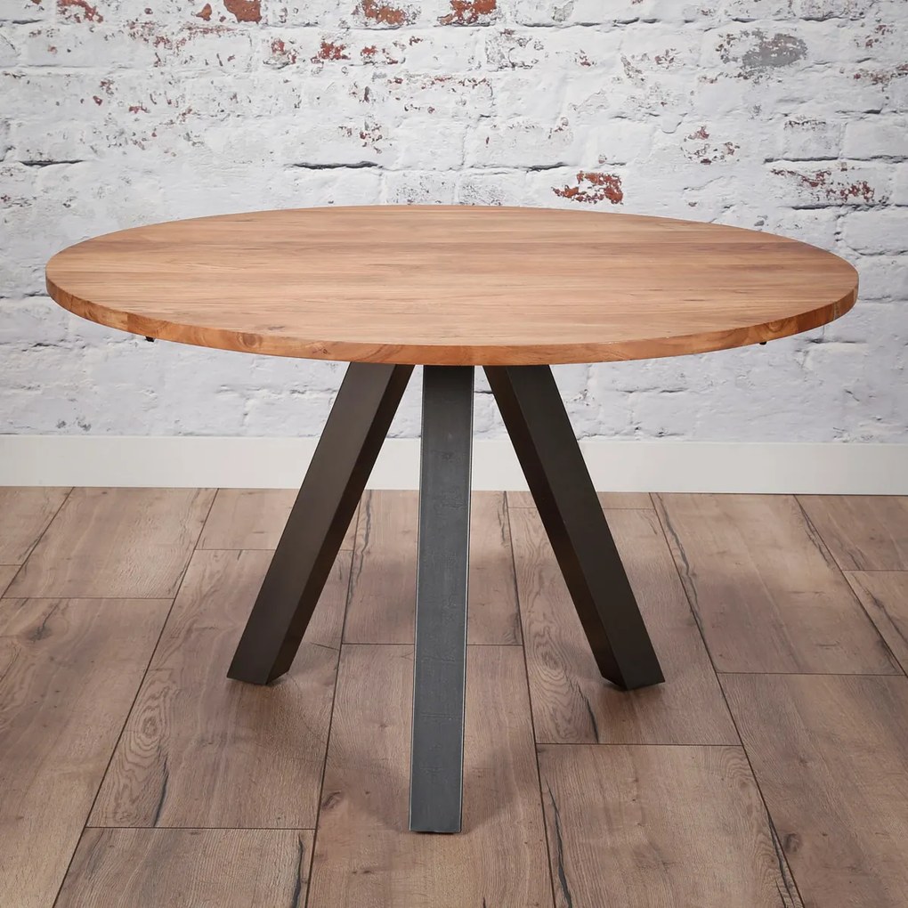 Ronde Eettafel Hout En Metaal - 120 X 120cm.