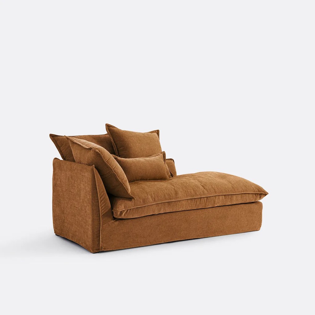 Longchair rechts, afneembare hoes, in gemêleerd polyester, ODNA