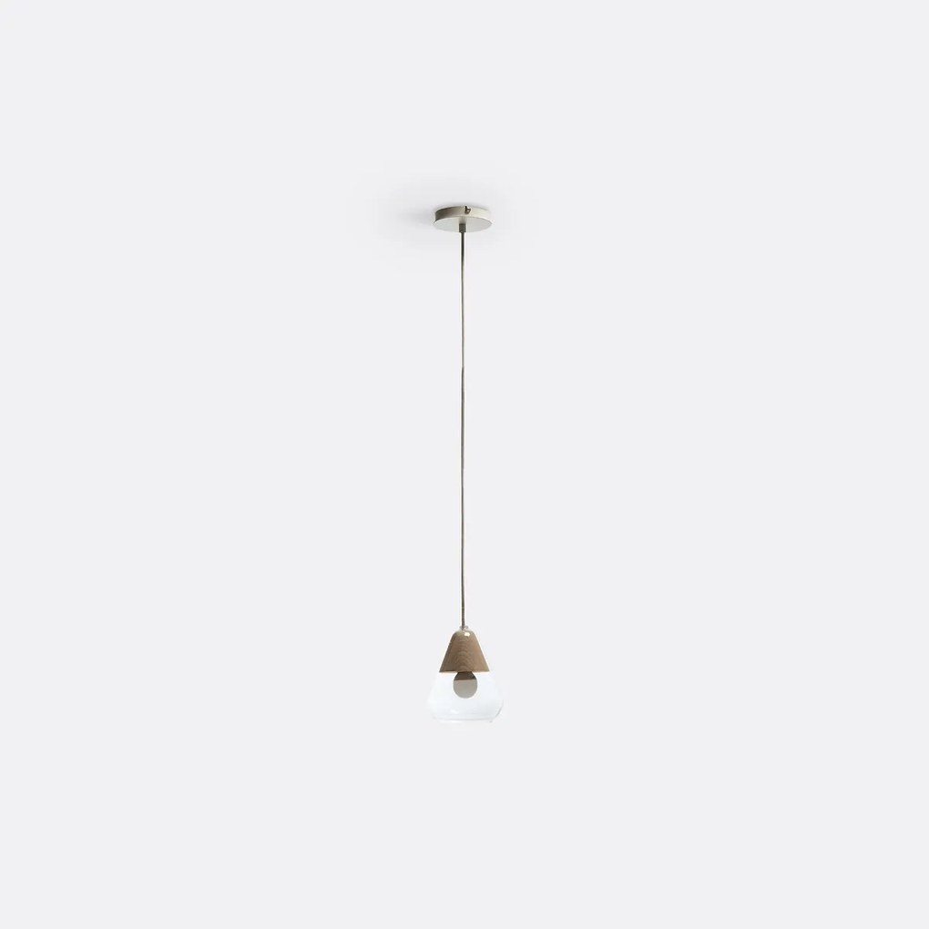 Hanglamp in glas en hout Ø14 cm, Nasoa