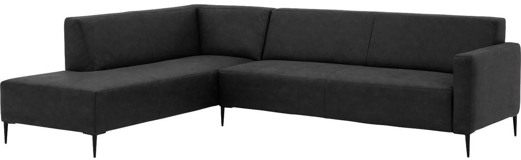 Goossens Key West antraciet, micro leer, 3-zits, modern design met ligelement links