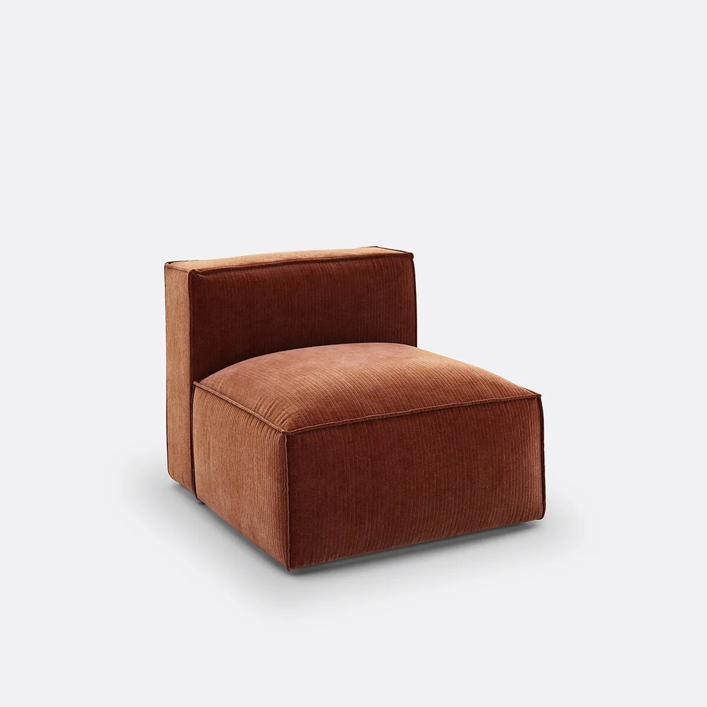 Fauteuil voor modulaire bank, in vintage ribfluweel, Seven