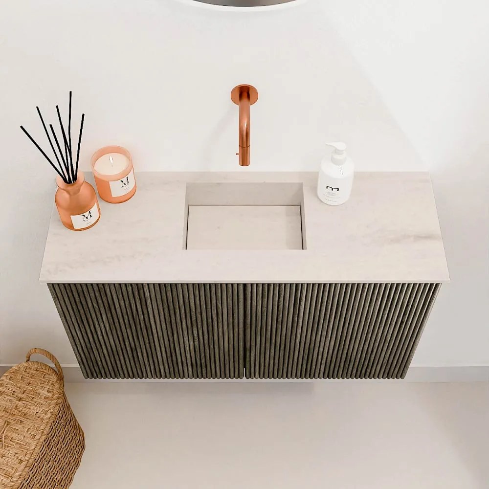 Mondiaz Joya DLux 70cm toiletmeubel shadow met wastafel faye midden zonder kraangat meli