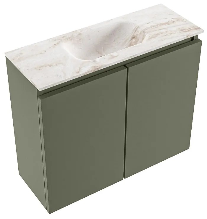 Mondiaz Ture DLux toiletmeubel 60cm army met wastafel frappe midden zonder kraangat