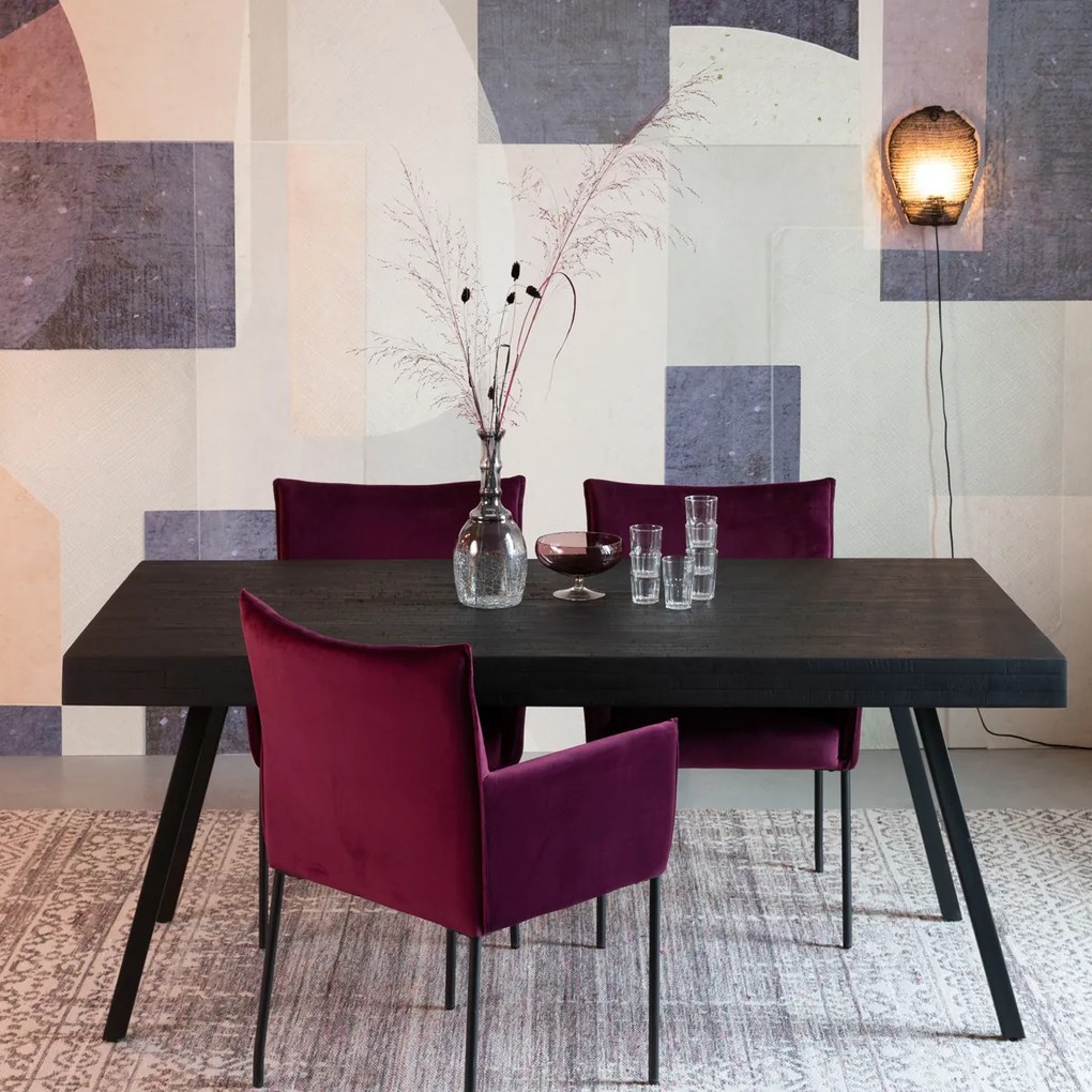 Lavis Suri Black Eettafel Van Gerecycled Teak Zwart 200 X 90 Cm - 200 X 90cm.