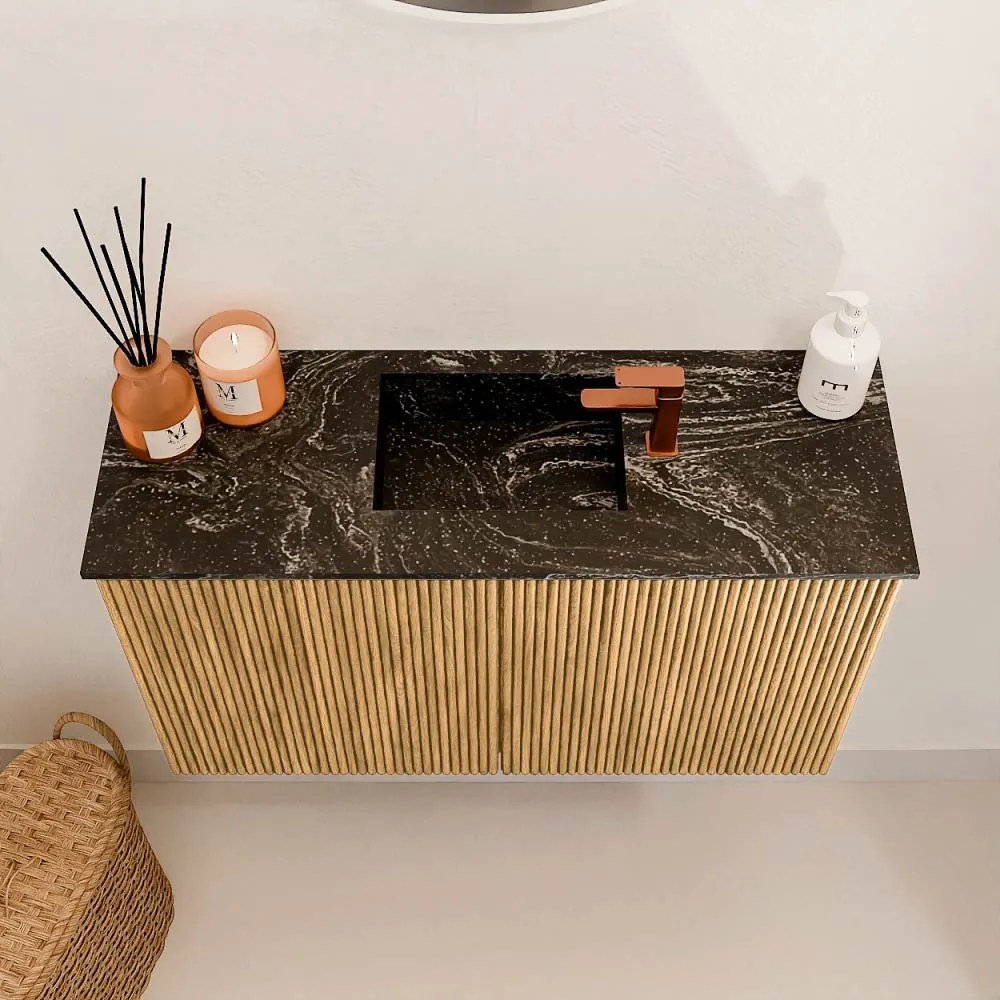 Mondiaz Joya DLux 70cm toiletmeubel oak met wastafel faye midden 1 kraangat lava