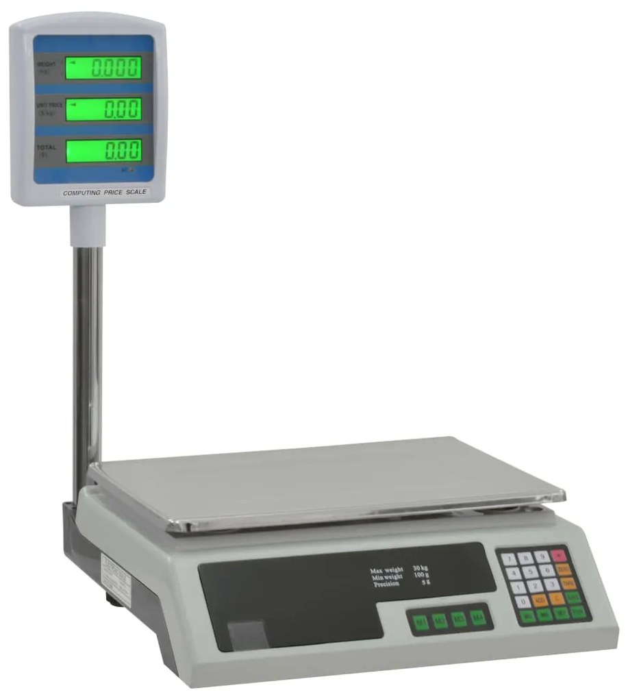 vidaXL Pakketweegschaal met LCD elektrisch 30 kg