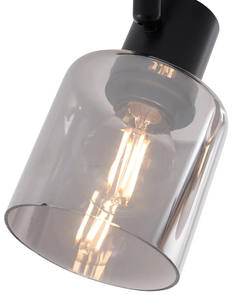 Moderne plafondlamp zwart met smoke glas rond 2-lichts - Cilin Modern E14 Scandinavisch Binnenverlichting Lamp