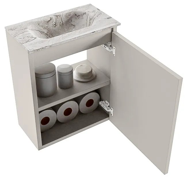 Mondiaz Ture DLux toiletmeubel 40cm linen met wastafel glace midden zonder kraangat