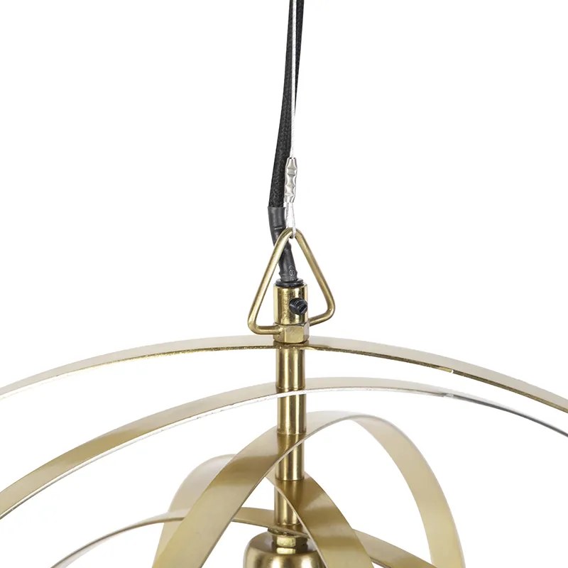 Eettafel / Eetkamer Vintage hanglamp messing draaibaar - Rings Retro E27 bol / globe / rond Binnenverlichting Lamp