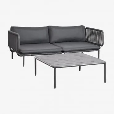 Tuinset Met 2-delige Modulaire Bank, 2 Hoekmodules En Salontafel Van Roubly-staal Grijs – Grafiet - Sklum