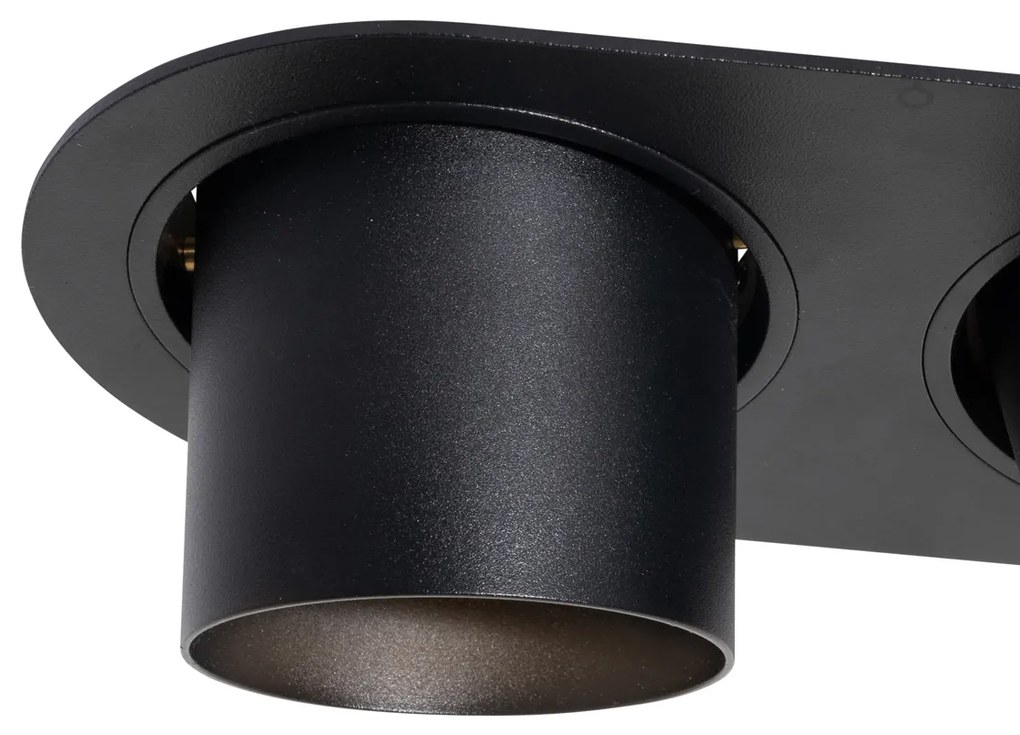 Afgeronde inbouwspot zwart GU10 70mm kantelbaar 2-lichts - Installa Modern GU10 ovaal Binnenverlichting Lamp