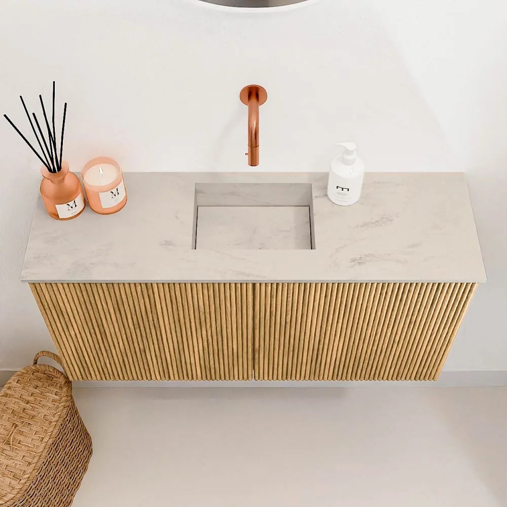 Mondiaz Joya DLux 80cm toiletmeubel oak met wastafel faye midden zonder kraangat opalo