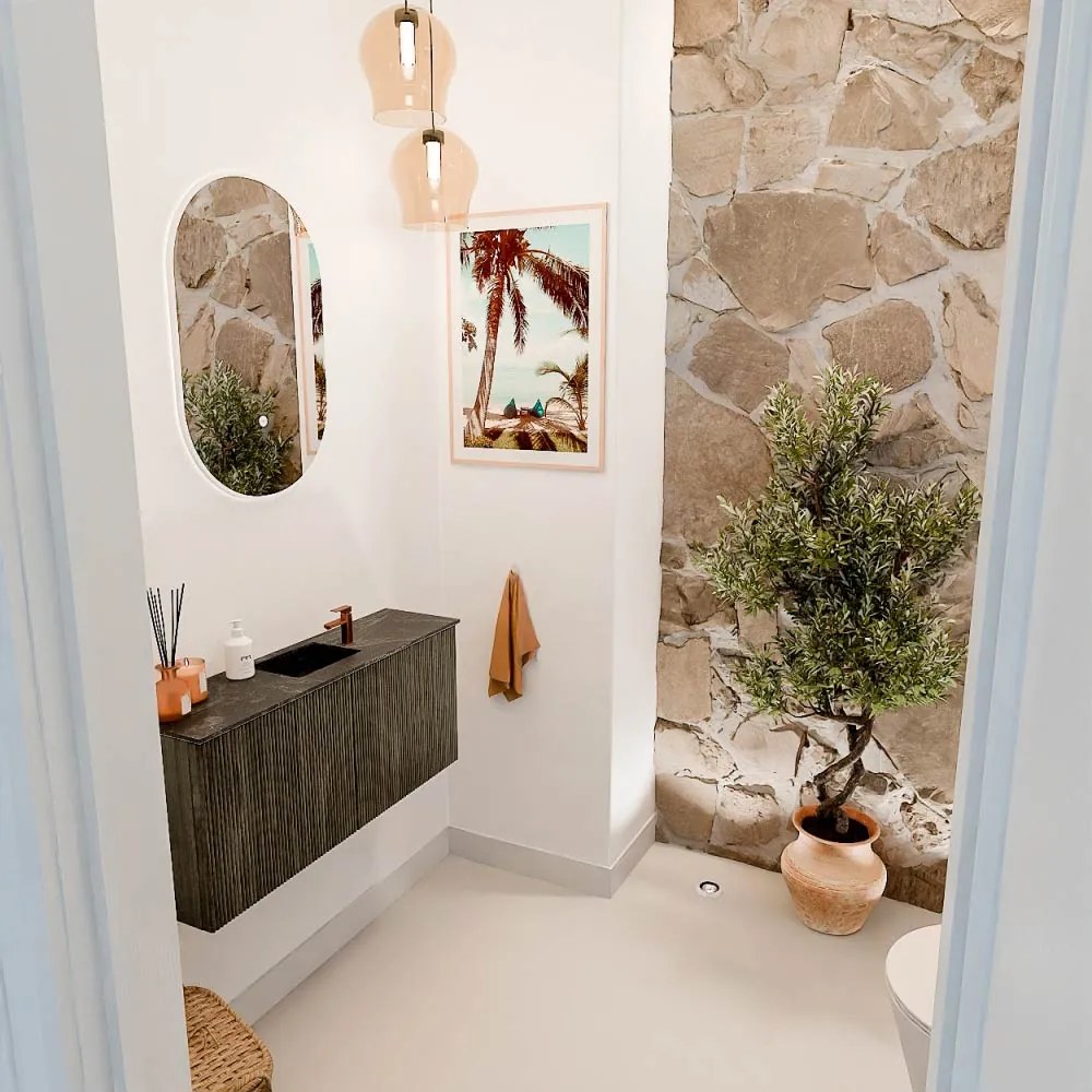 Mondiaz Joya DLux 90cm toiletmeubel shadow met wastafel faye midden 1 kraangat lava