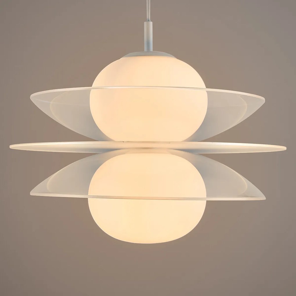 Hanglamp van plexiglas en opalineglas, Okara