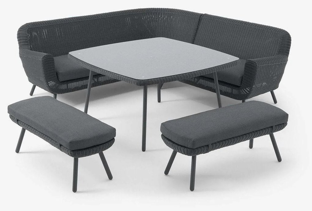 The Outsider Hoek Lounge Diningset - Jonah - Wicker - Donkergrijs - The Outsider