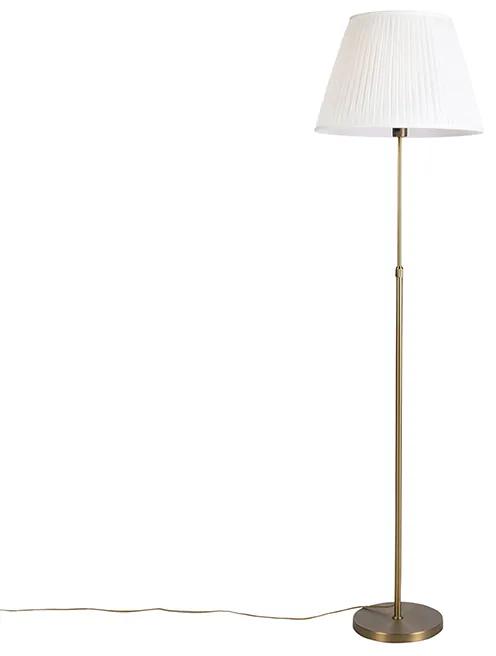 Vloerlamp brons met plisse kap crème 45 cm verstelbaar - Parte Landelijk / Rustiek E27 cilinder / rond rond Binnenverlichting Lamp